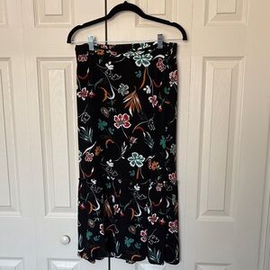 Forever 21 Black Floral Midi Skirt